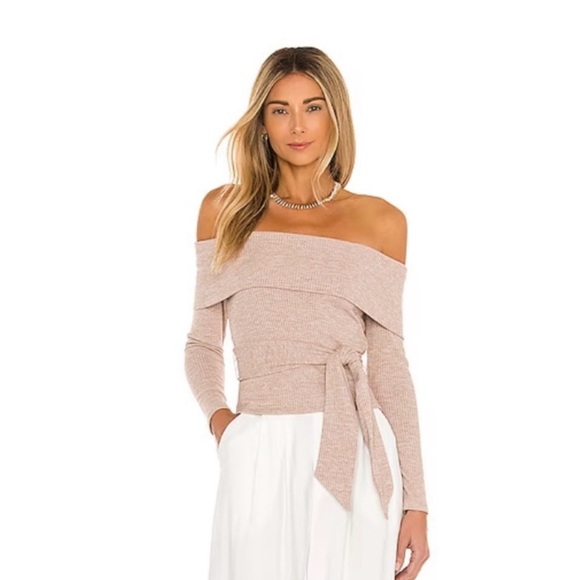 Lovers + Friends Off-Shoulder Ramona side tie sweater size Small - Picture 3 of 10